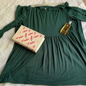 Green long sleeved maxi dress
